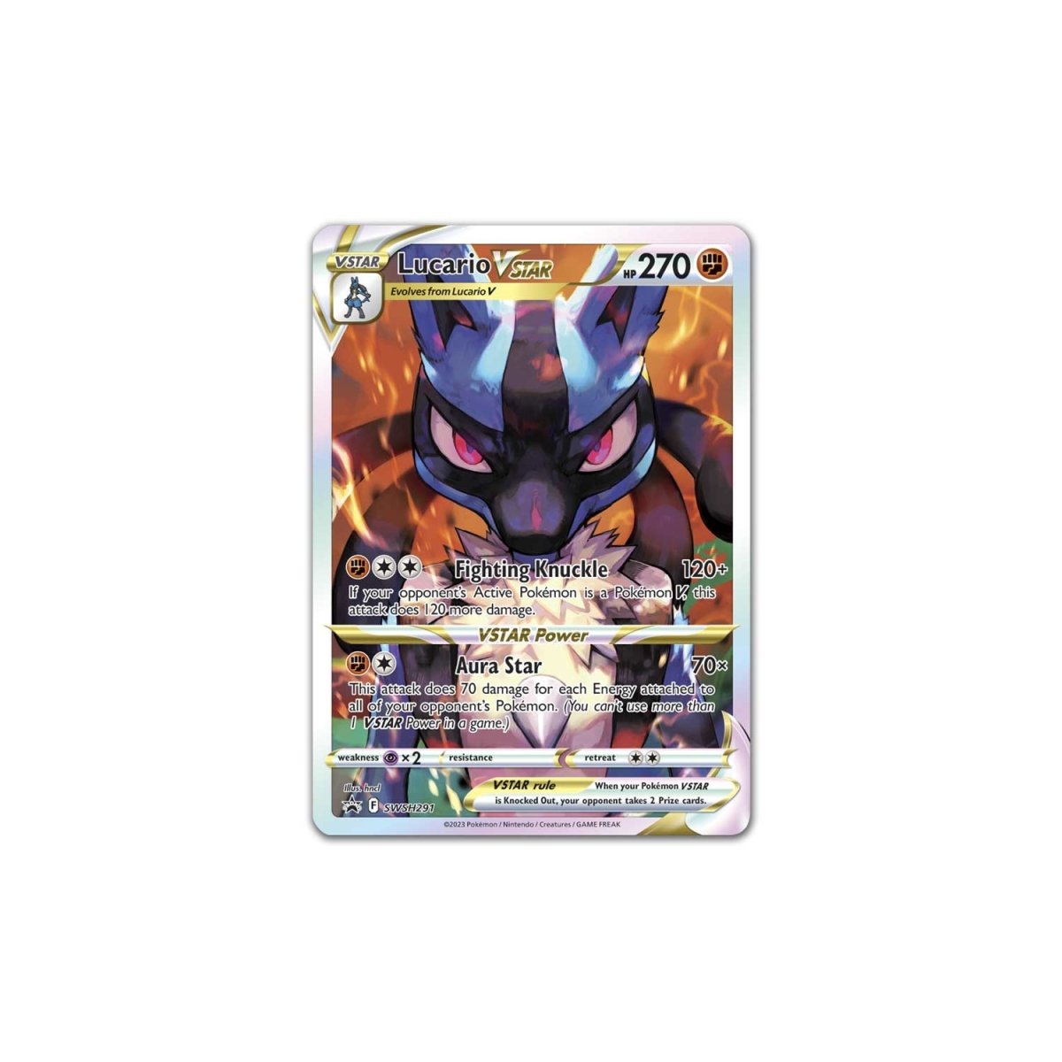 Lucario VSTAR etched foil promo card SWSH291 from Crown Zenith Elite Trainer Box Plus