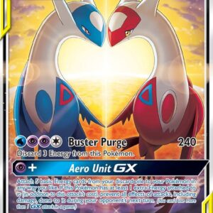 Front view of raw Pokémon TCG Latias and Latios GX Alternate Full Art single card from Team Up.