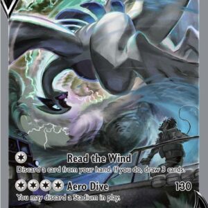 Front view of raw Pokémon TCG Lugia V Alternate Full Art single card from Silver Tempest.