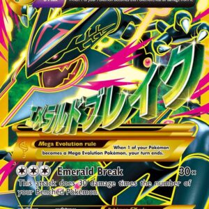 Front view of raw Pokémon TCG M Rayquaza EX Shiny Full Art single card from Ancient Origins.