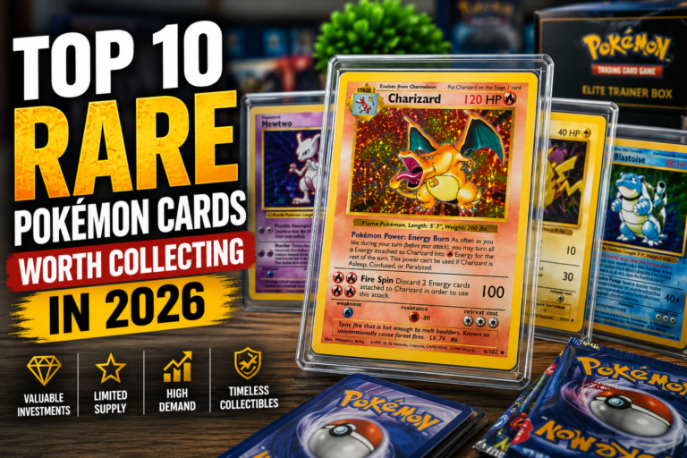 Top 10 rare Pokémon cards worth collecting in 2026 featuring Charizard and vintage collectible cards