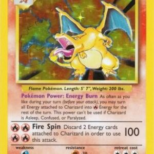 Vintage 1999 Pokémon TCG Base Set Charizard Holo Rare card 004/102.