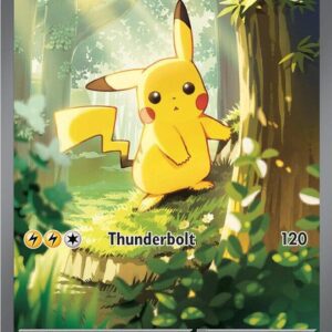 Close-up photo of a raw single Pikachu ex Special Illustration Rare card (276/217) from Ascended Heroes, showing condition, surface texture, and borders.