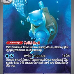 Textured holofoil Pokémon TCG Blastoise ex Special Illustration Rare card from Scarlet and Violet 151 swimming underwater