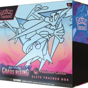 Factory sealed Pokémon TCG Mega Evolution Chaos Rising Pokémon Center Elite Trainer Box featuring Mega Greninja design