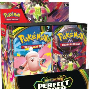 Factory sealed Pokémon TCG Mega Evolution Perfect Order Booster Box display featuring Mega Zygarde