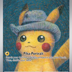 Authentic Pokémon TCG Pikachu with Grey Felt Hat 085 promotional single card featuring Van Gogh style oil painting artwork