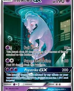 Authentic Pokémon TCG Mewtwo GX 78/73 Secret Rare card from Shining Legends showing Mewtwo in a lab growth vat