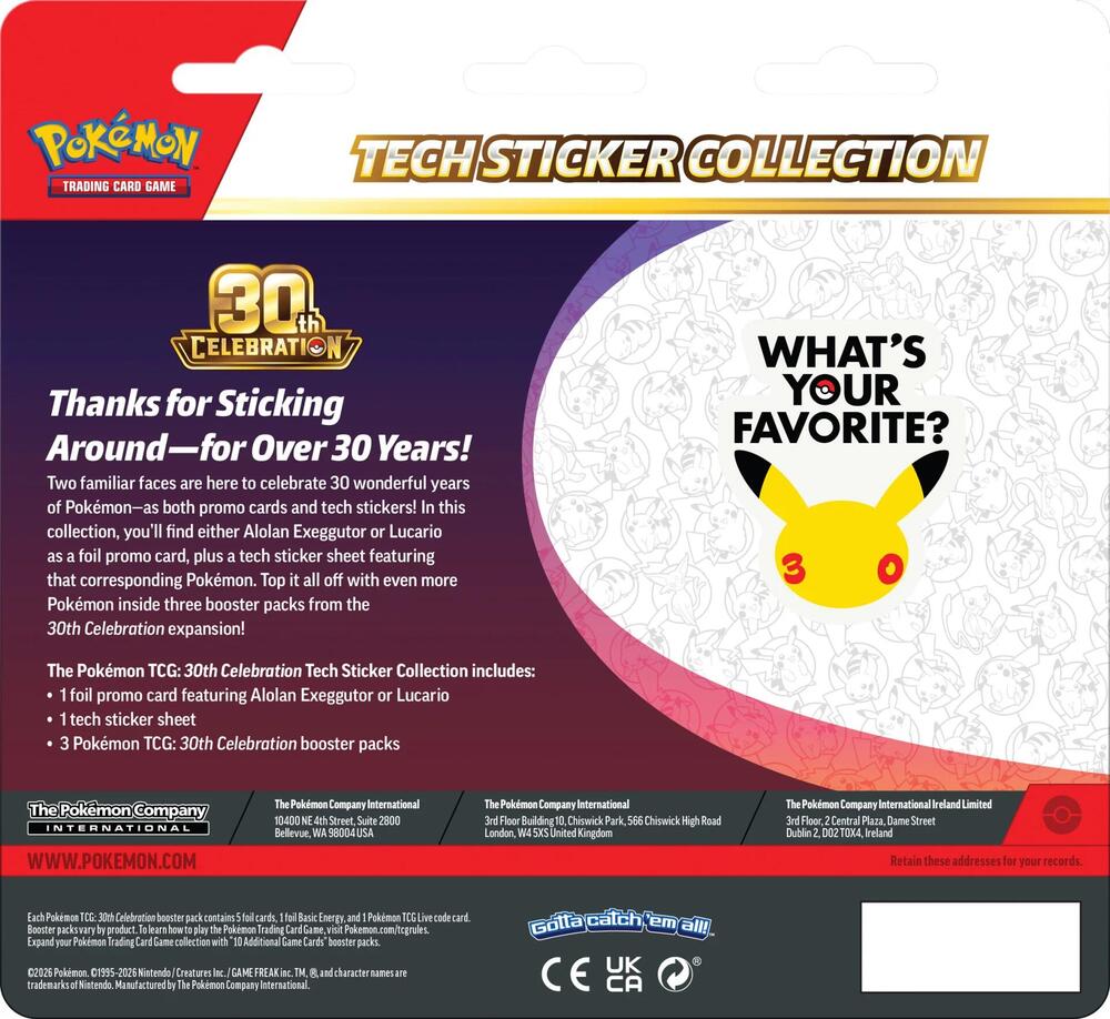 30th celebration lucario sticker collection promo card and stickers
