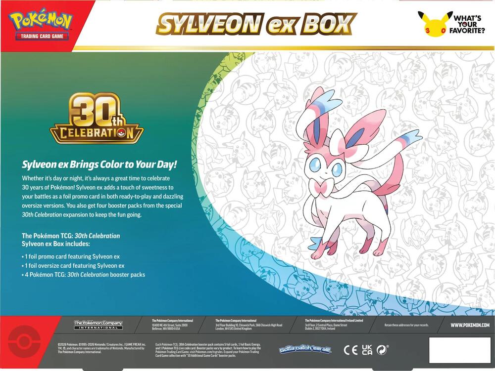 30th celebration sylveon box promo card and booster packs