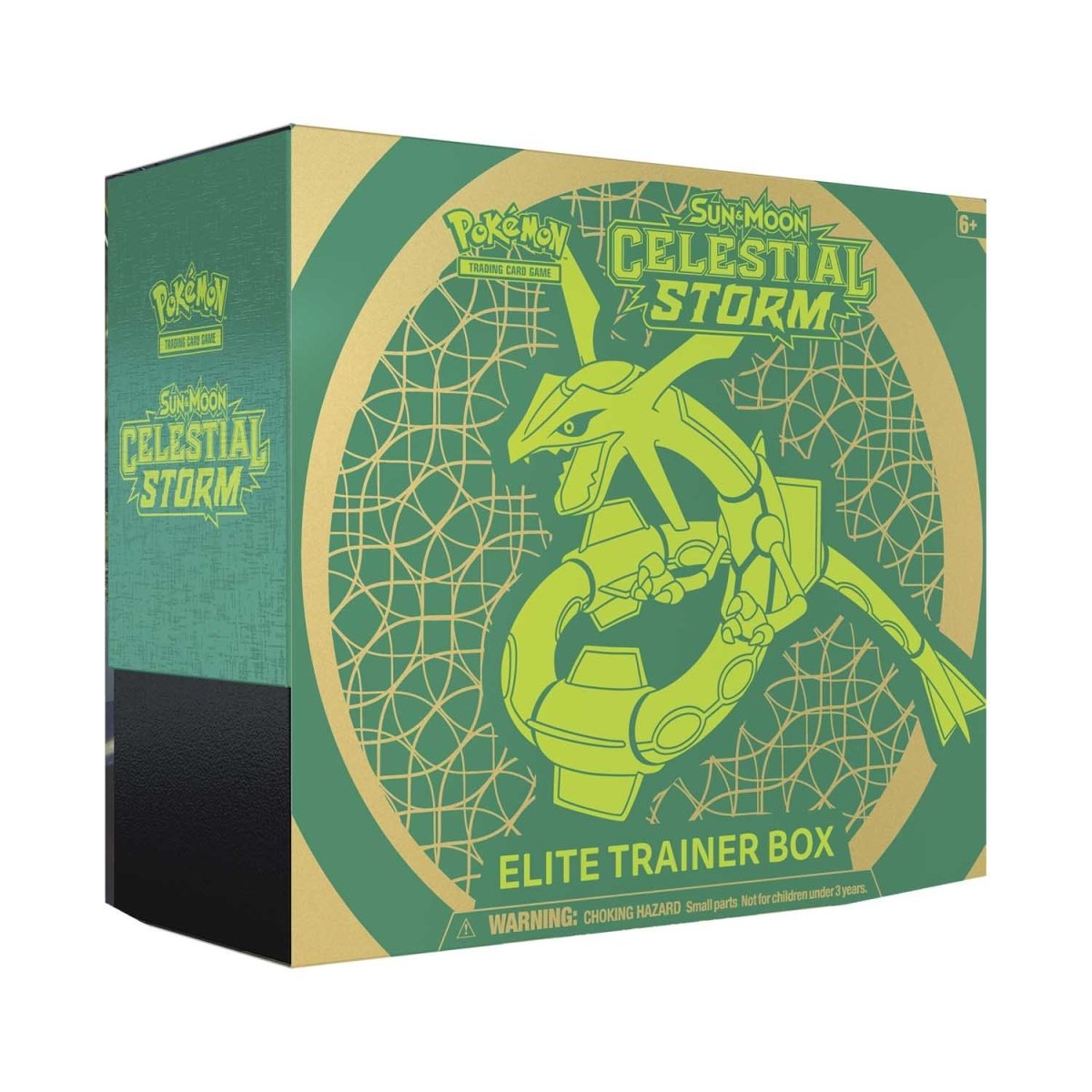 Celestial Storm Elite Trainer Box sealed packaging featuring Rayquaza