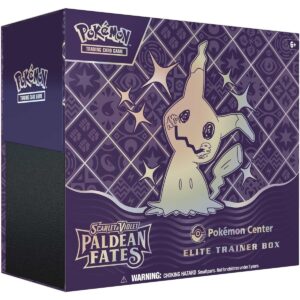 Sealed Pokémon TCG Paldean Fates Pokémon Center Elite Trainer Box featuring Shiny Mimikyu
