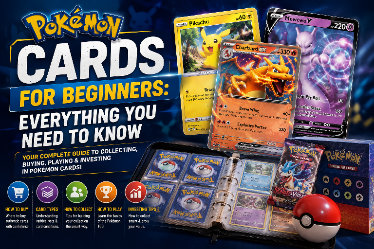 A beginner inspecting pokemon cards for beginners inside a collector binder on a desk