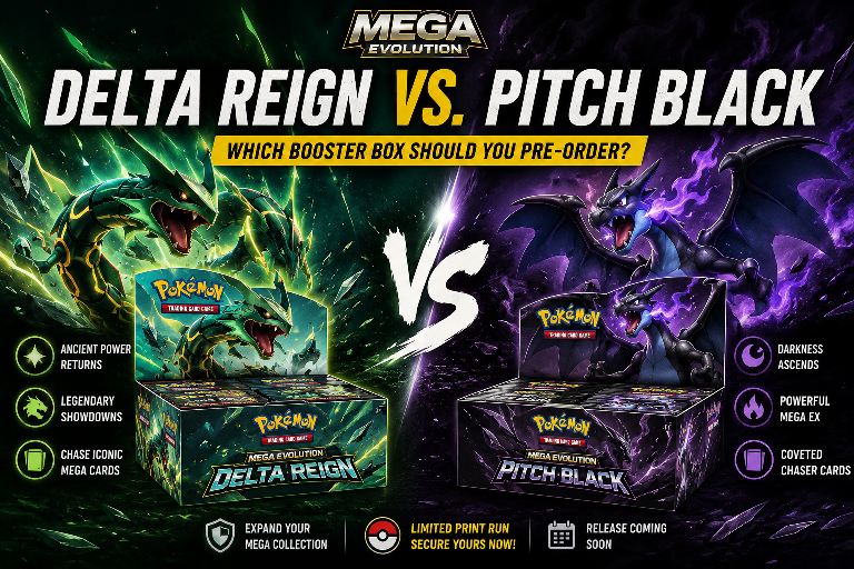 Pokemon TCG Delta Reign vs Pitch Black Booster Box Comparison
